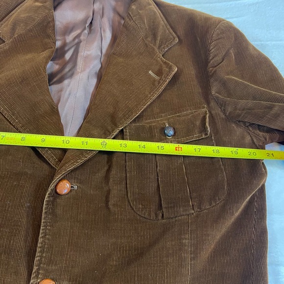Vintage 70s Brown Medium Wale Corduroy Sport Coat Jacket Men's 42 Field Style - Picture 6 of 9